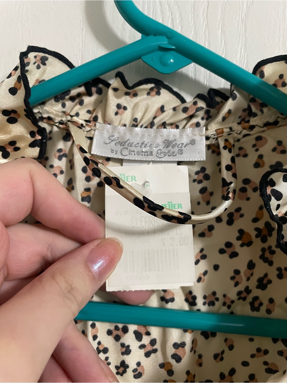Satin Cream Animal-Print Ruffle Robe - Picture 2 of 5